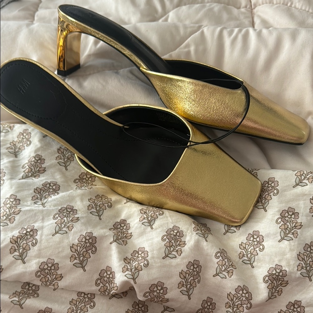 Gold Women's Heeled Mules